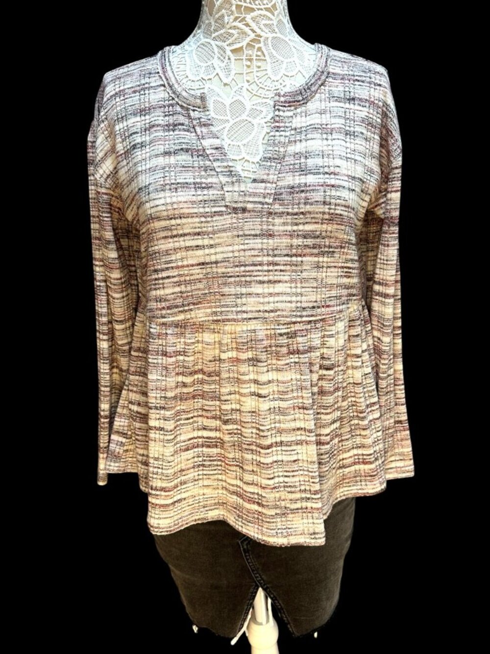 Maurices Spacedye Babydoll Long Sleeve Tee - Picture 3 of 9